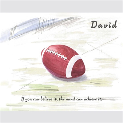 Personalized Football Watercolor Print with Text - myDaVinci